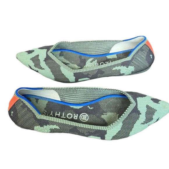 Rothy's THE PIONT Women’s Green Camo Pointed Toe Slip On Ballet Flats Si… - Picture 4 of 10
